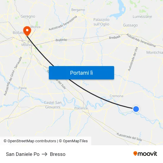 San Daniele Po to Bresso map
