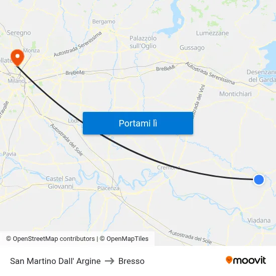 San Martino Dall' Argine to Bresso map