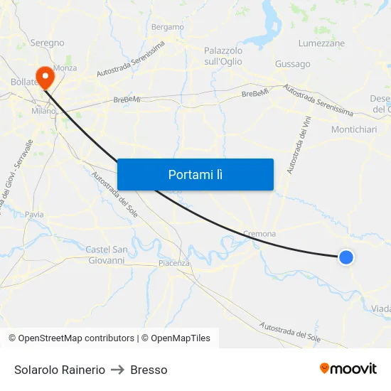 Solarolo Rainerio to Bresso map