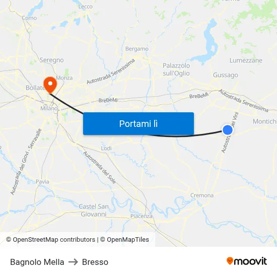 Bagnolo Mella to Bresso map