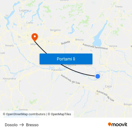 Dosolo to Bresso map