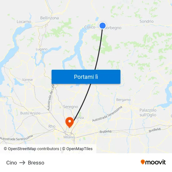 Cino to Bresso map