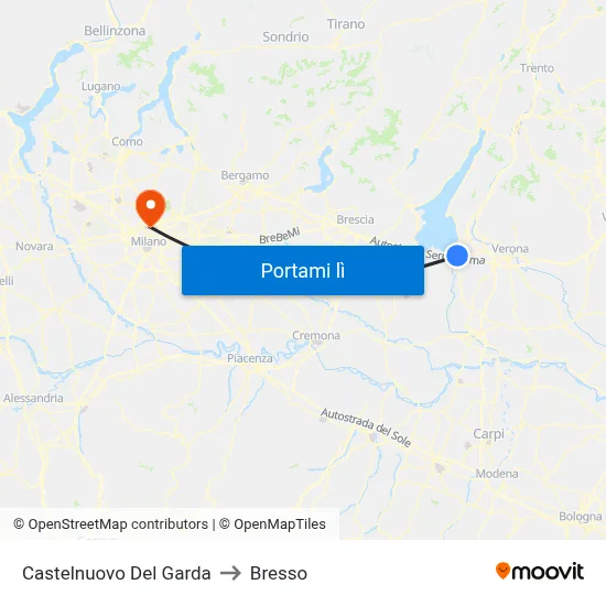 Castelnuovo Del Garda to Bresso map