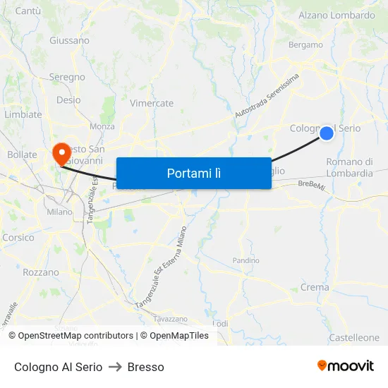 Cologno Al Serio to Bresso map