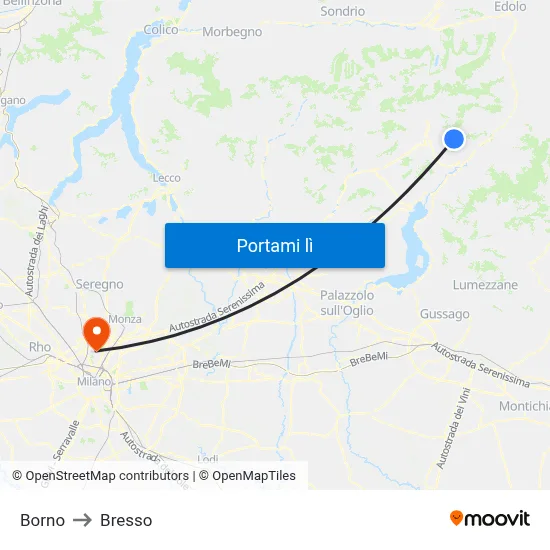 Borno to Bresso map