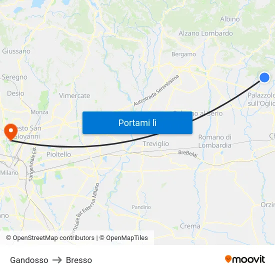 Gandosso to Bresso map