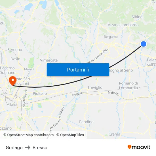 Gorlago to Bresso map