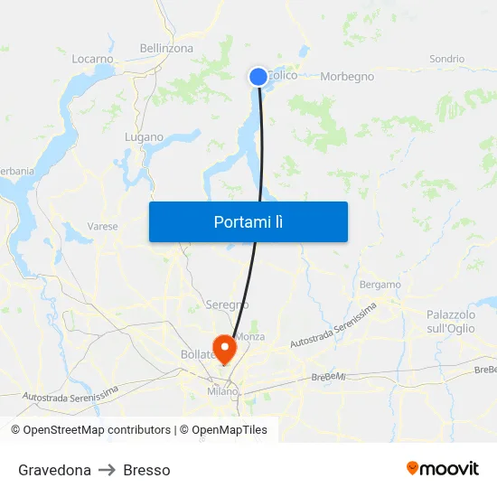 Gravedona to Bresso map