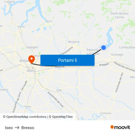 Iseo to Bresso map