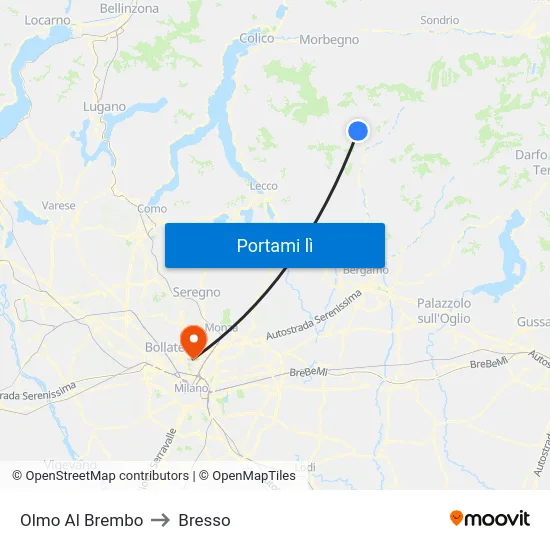 Olmo Al Brembo to Bresso map