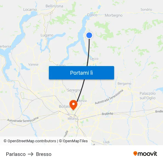 Parlasco to Bresso map