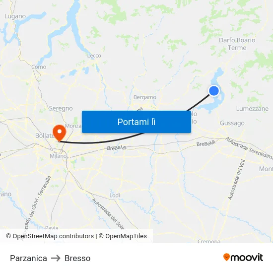 Parzanica to Bresso map