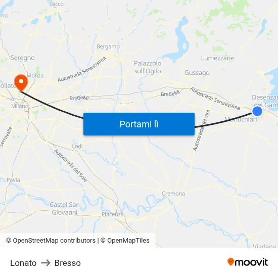 Lonato to Bresso map