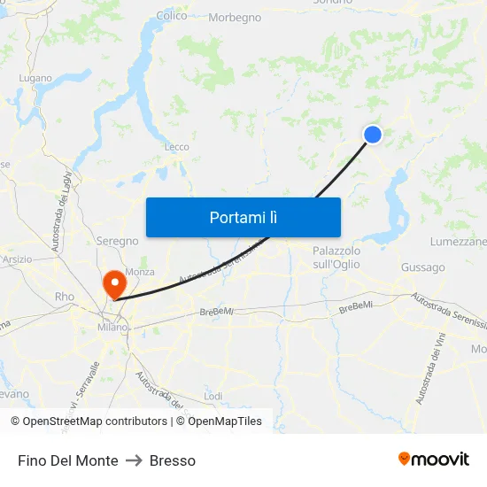 Fino Del Monte to Bresso map