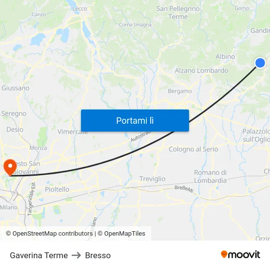 Gaverina Terme to Bresso map