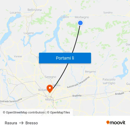 Rasura to Bresso map