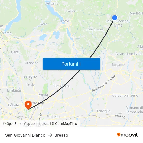 San Giovanni Bianco to Bresso map