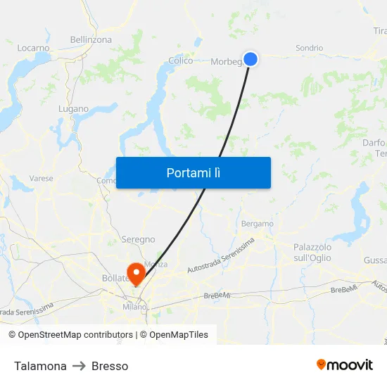 Talamona to Bresso map