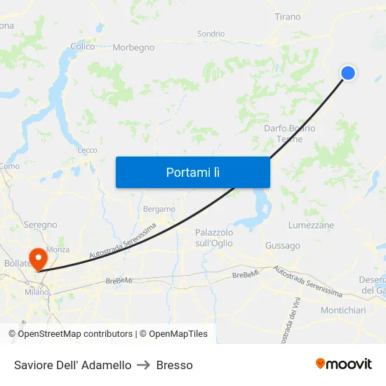 Saviore Dell' Adamello to Bresso map
