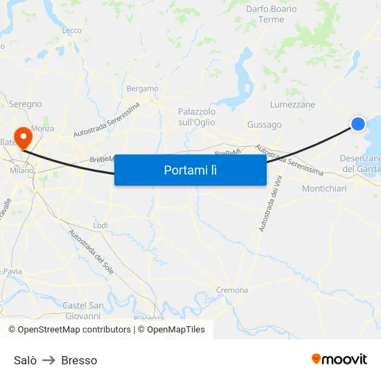 Salò to Bresso map