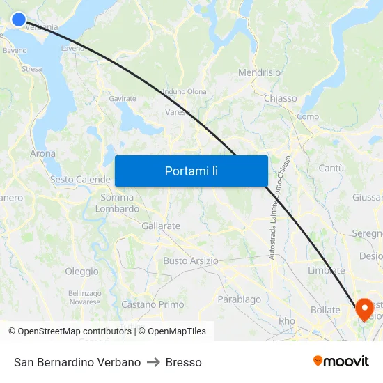 San Bernardino Verbano to Bresso map