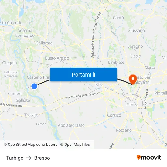 Turbigo to Bresso map