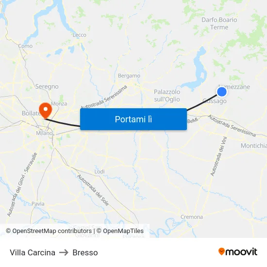 Villa Carcina to Bresso map