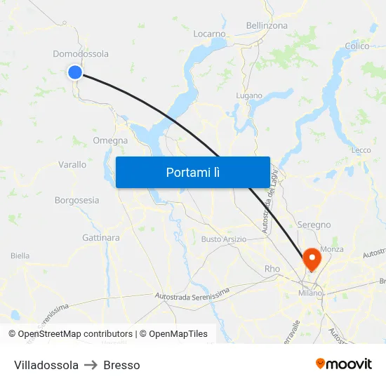 Villadossola to Bresso map