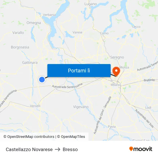 Castellazzo Novarese to Bresso map