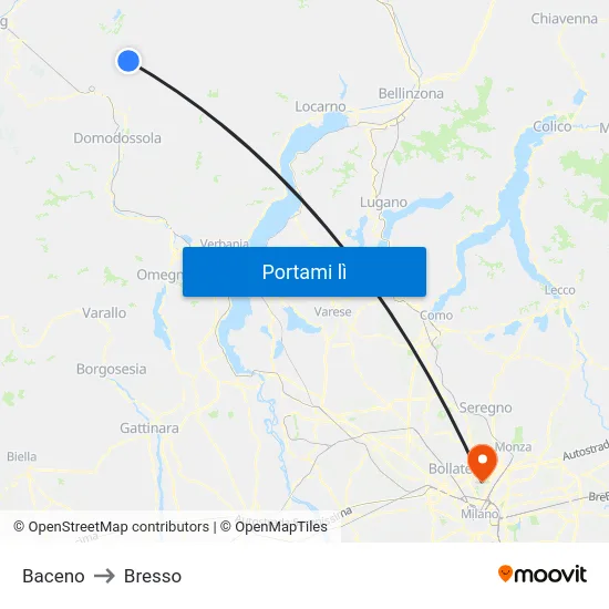 Baceno to Bresso map