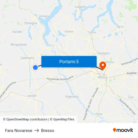 Fara Novarese to Bresso map