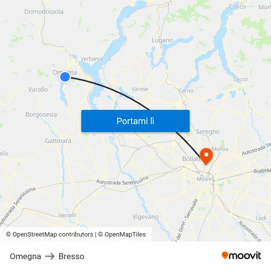 Omegna to Bresso map