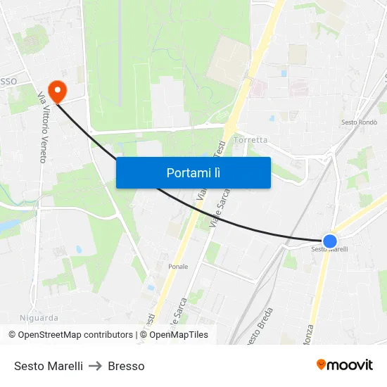 Sesto Marelli to Bresso map