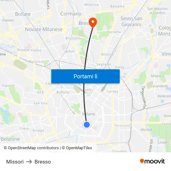 Missori to Bresso map