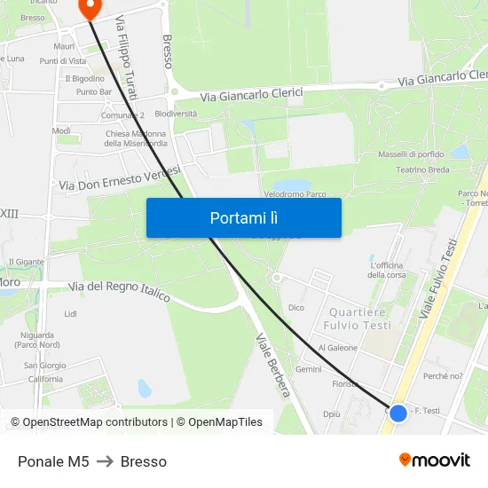 Ponale M5 to Bresso map
