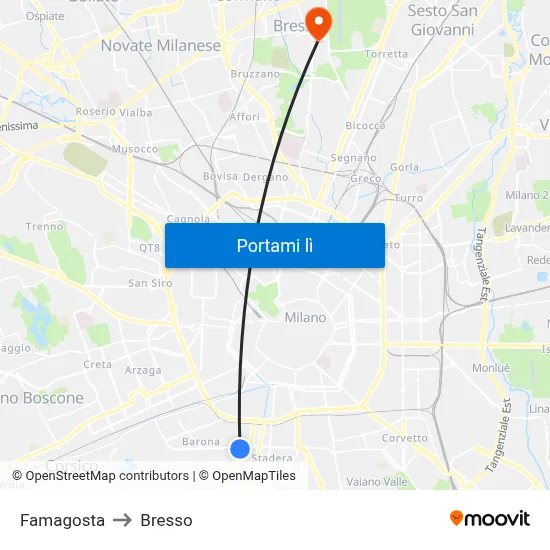 Famagosta to Bresso map