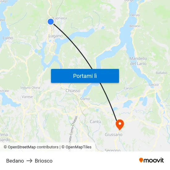 Bedano to Briosco map