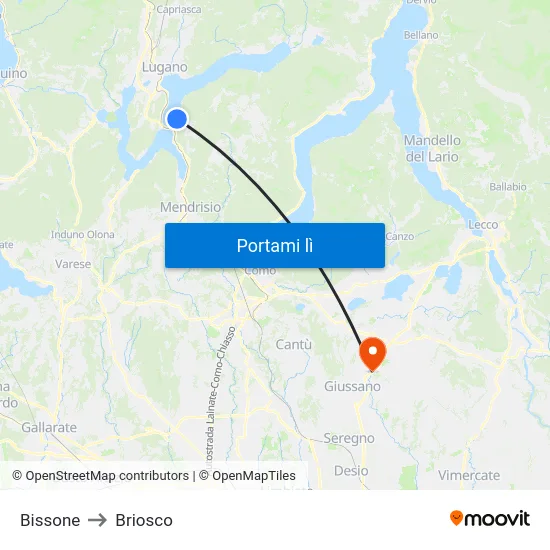 Bissone to Briosco map