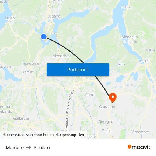 Morcote to Briosco map