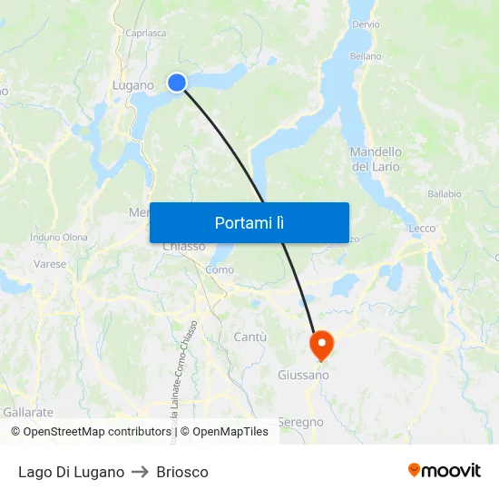 Lago Di Lugano to Briosco map