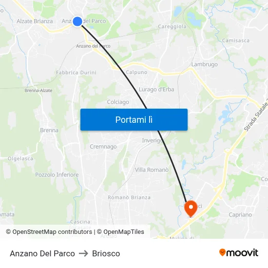 Anzano Del Parco to Briosco map