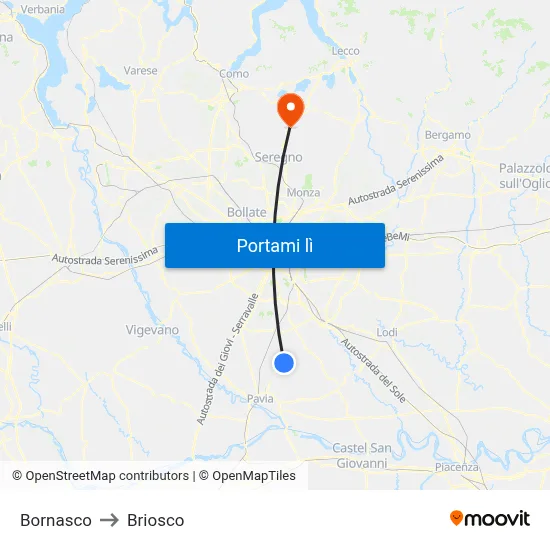 Bornasco to Briosco map