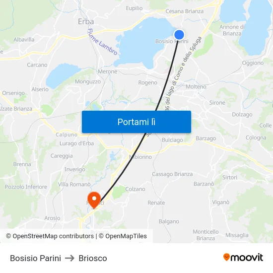 Bosisio Parini to Briosco map