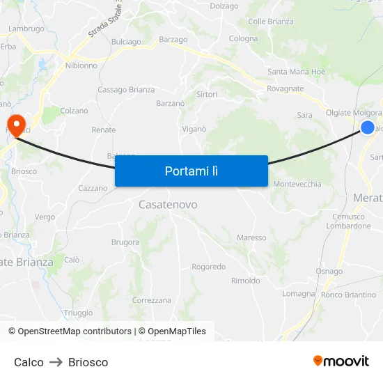 Calco to Briosco map