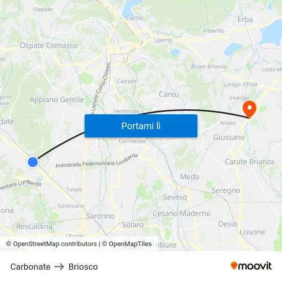 Carbonate to Briosco map