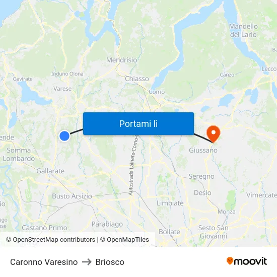 Caronno Varesino to Briosco map