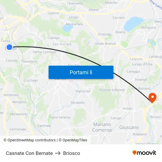 Casnate Con Bernate to Briosco map