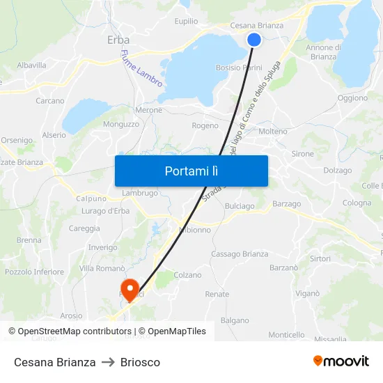 Cesana Brianza to Briosco map