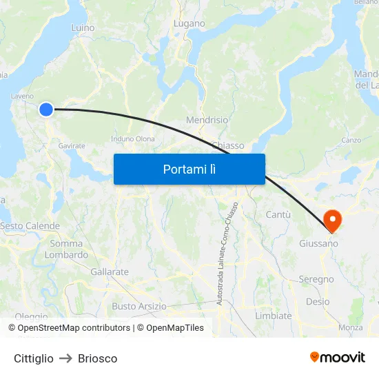 Cittiglio to Briosco map