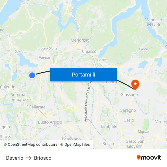 Daverio to Briosco map